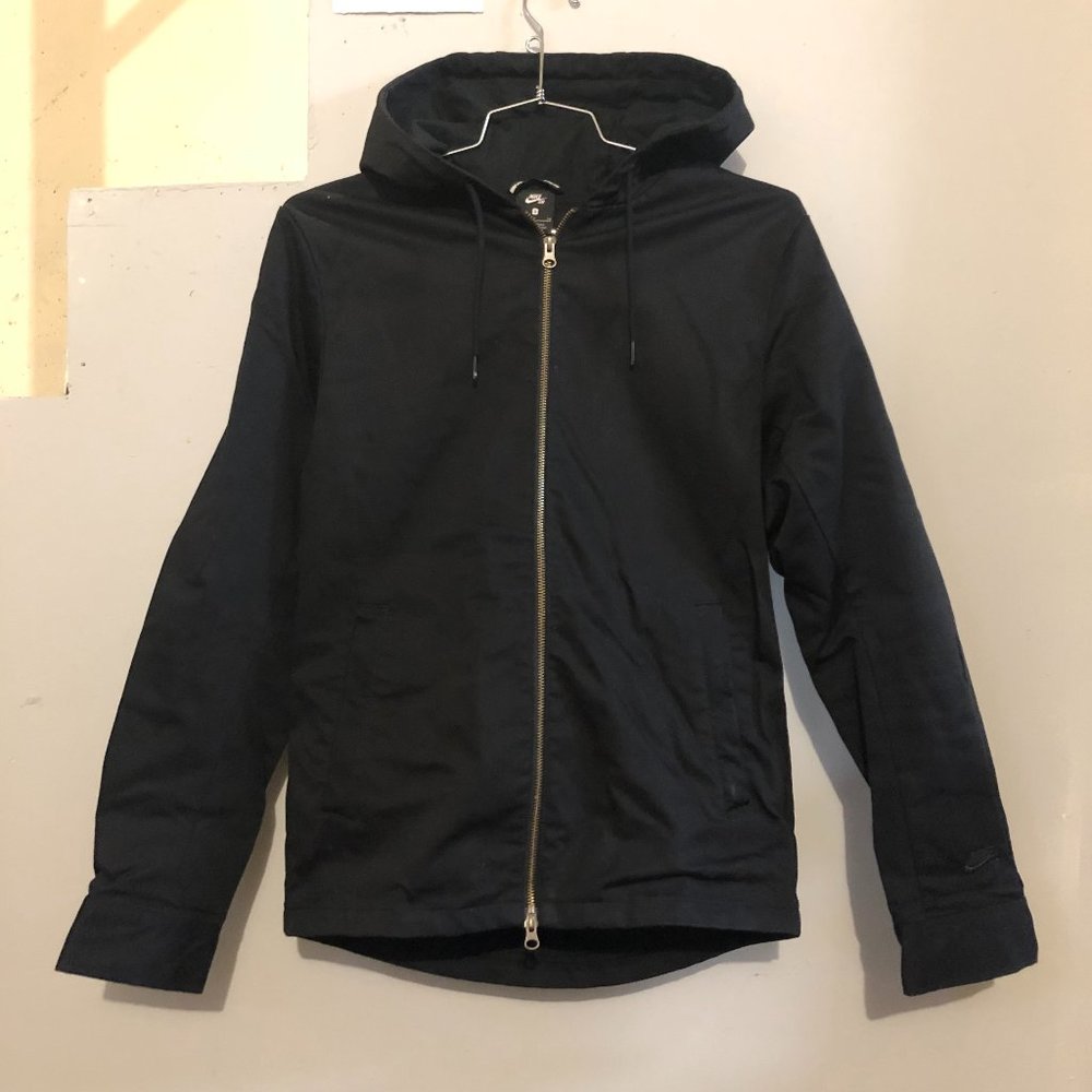 Nike SB, black canvas hooded jacket, Mens Size Small